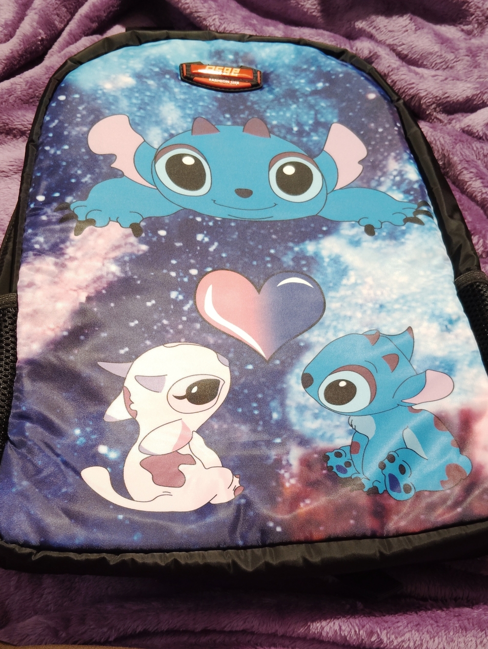 Blue Cartoon Galaxy Kids Backpack & Lunch Bag & Pencil Case with Heart Print